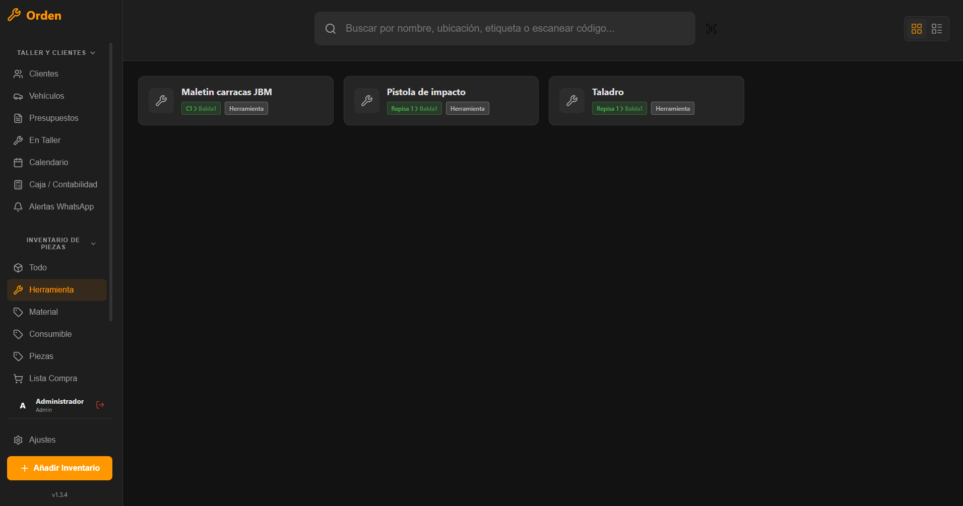 Gestión de Herramientas en Orden